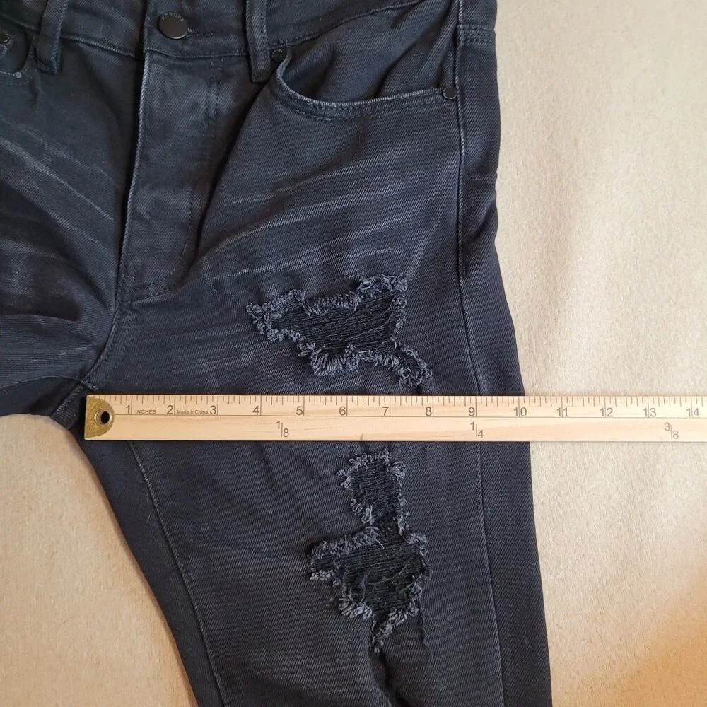 KORUPT Black Distressed Skinny Jeans Mens Tag 32 Button Fly Grunge Punk 33x31